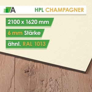 HPL Champagner - ähnl. RAL 1013 - Stärke 6mm - 2100 x 1620