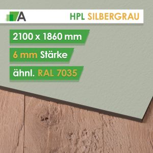 HPL Silbergrau - ähnl. RAL 7035 - Stärke 6mm - 2100 x 1860