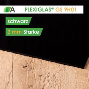 Zuschnitt 69,99€/m² PLEXIGLAS® GS Schwarz einseitig Satinice 3 mm Stärke 