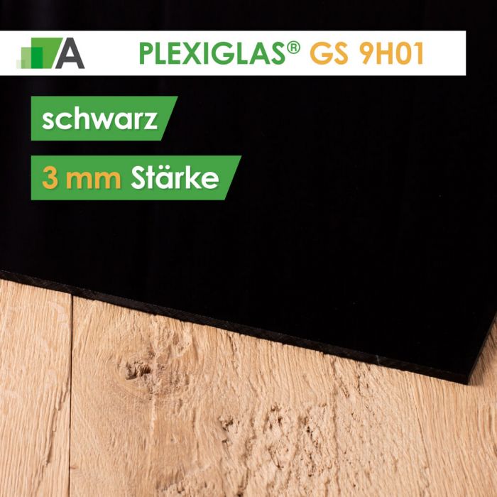Acrylglas Kostenfreier Wunschzuschnitt 3 mm PLEXIGLAS® GS Schwarz 49,99€/m² 