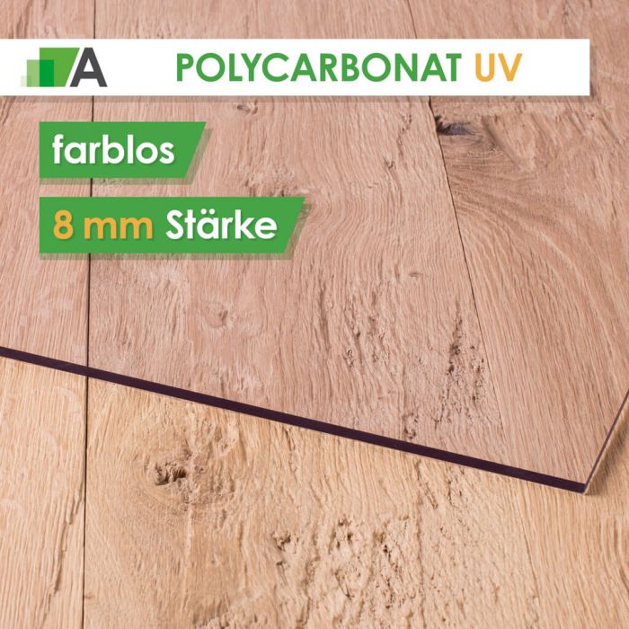 Polycarbonat 92,50€/m² Größen 8 mm UV resistent Platte Zuschnitt klar vers 